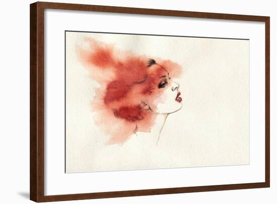 Woman Face. Hand Painted Fashion Illustration-Anna Ismagilova-Framed Art Print