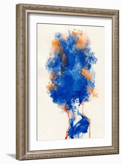 Woman Face. Hand Painted Fashion Illustration-Anna Ismagilova-Framed Art Print