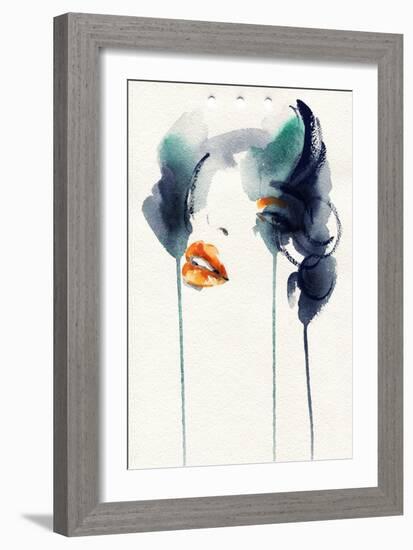 Woman Face. Hand Painted Fashion Illustration-Anna Ismagilova-Framed Art Print