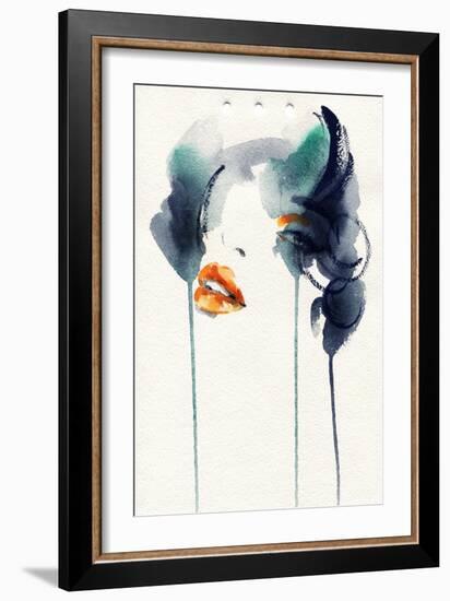 Woman Face. Hand Painted Fashion Illustration-Anna Ismagilova-Framed Art Print