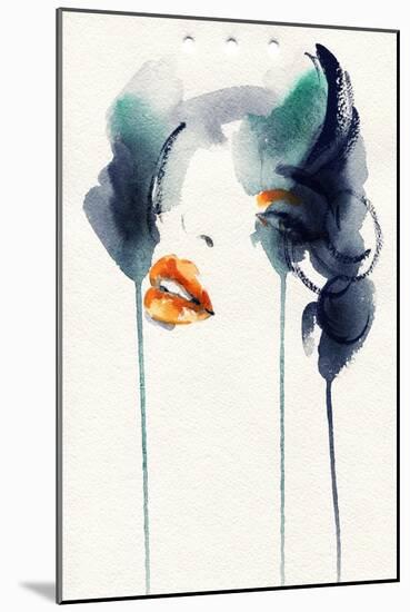 Woman Face. Hand Painted Fashion Illustration-Anna Ismagilova-Mounted Art Print