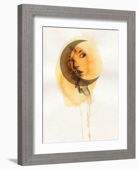 Woman Face. Hand Painted Fashion Illustration-Anna Ismagilova-Framed Art Print