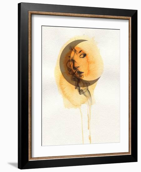 Woman Face. Hand Painted Fashion Illustration-Anna Ismagilova-Framed Art Print