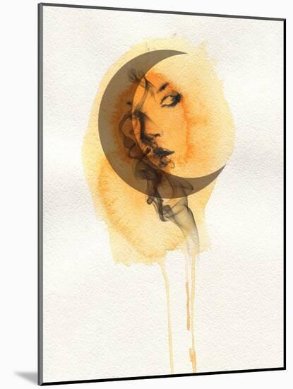 Woman Face. Hand Painted Fashion Illustration-Anna Ismagilova-Mounted Art Print