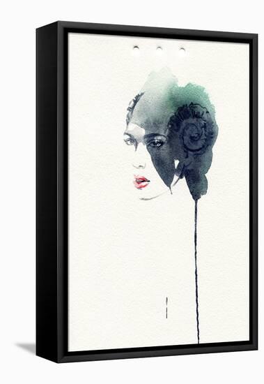 Woman Face. Hand Painted Fashion Illustration-Anna Ismagilova-Framed Stretched Canvas