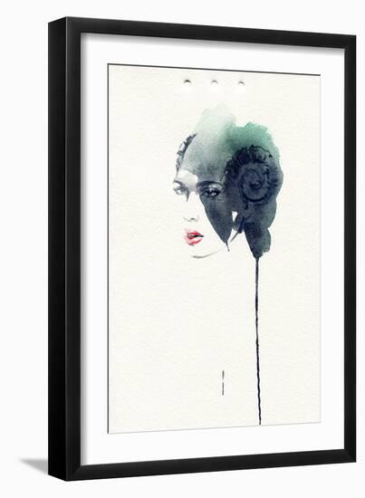 Woman Face. Hand Painted Fashion Illustration-Anna Ismagilova-Framed Art Print