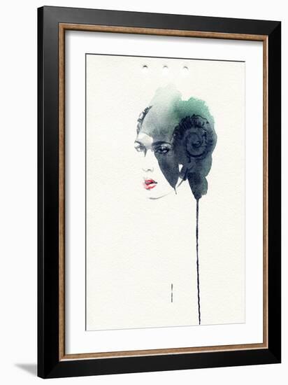 Woman Face. Hand Painted Fashion Illustration-Anna Ismagilova-Framed Art Print