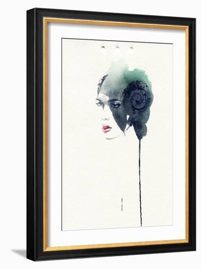 Woman Face. Hand Painted Fashion Illustration-Anna Ismagilova-Framed Art Print