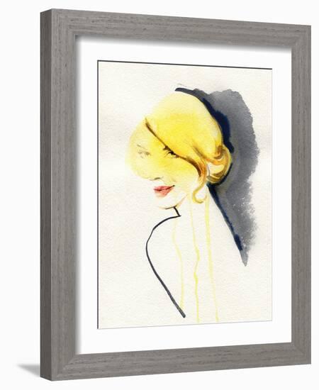 Woman Face. Hand Painted Fashion Illustration-Anna Ismagilova-Framed Art Print