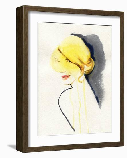 Woman Face. Hand Painted Fashion Illustration-Anna Ismagilova-Framed Art Print