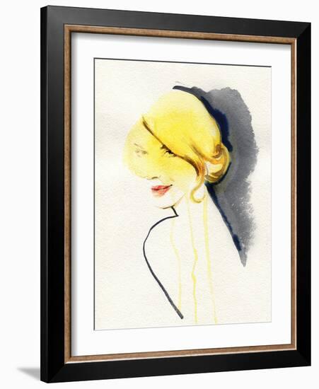 Woman Face. Hand Painted Fashion Illustration-Anna Ismagilova-Framed Art Print