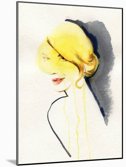 Woman Face. Hand Painted Fashion Illustration-Anna Ismagilova-Mounted Art Print