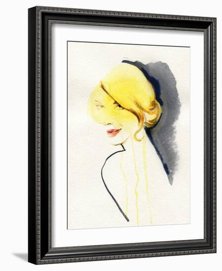 Woman Face. Hand Painted Fashion Illustration-Anna Ismagilova-Framed Art Print