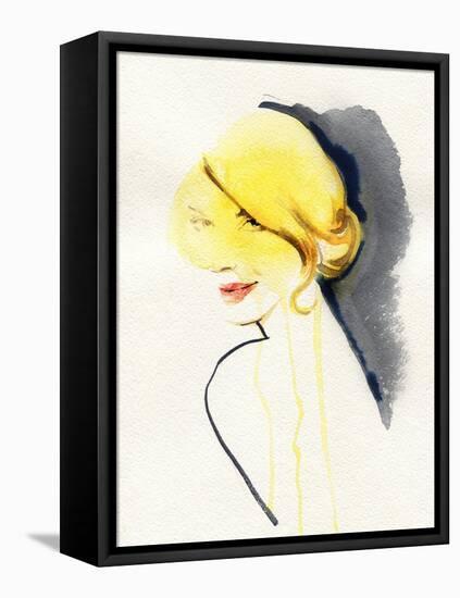 Woman Face. Hand Painted Fashion Illustration-Anna Ismagilova-Framed Stretched Canvas