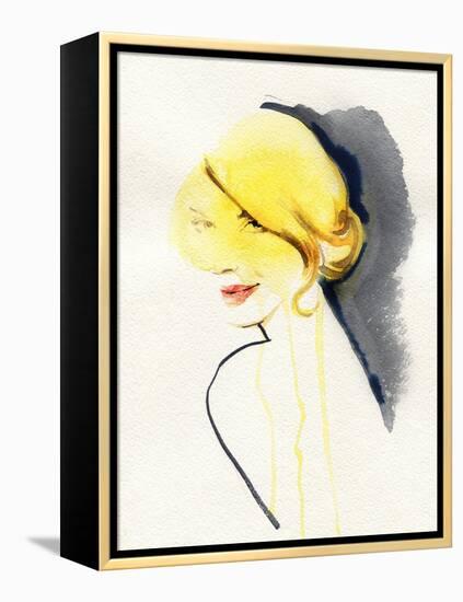 Woman Face. Hand Painted Fashion Illustration-Anna Ismagilova-Framed Stretched Canvas