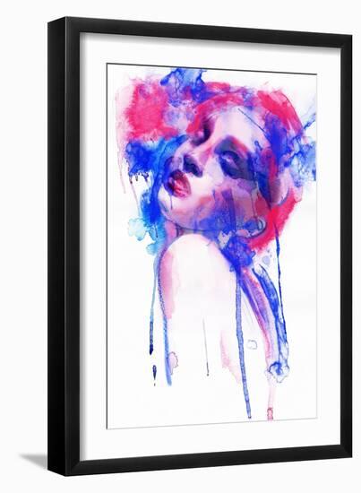 Woman Face. Hand Painted Fashion Illustration-Anna Ismagilova-Framed Art Print