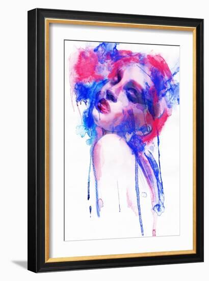 Woman Face. Hand Painted Fashion Illustration-Anna Ismagilova-Framed Art Print