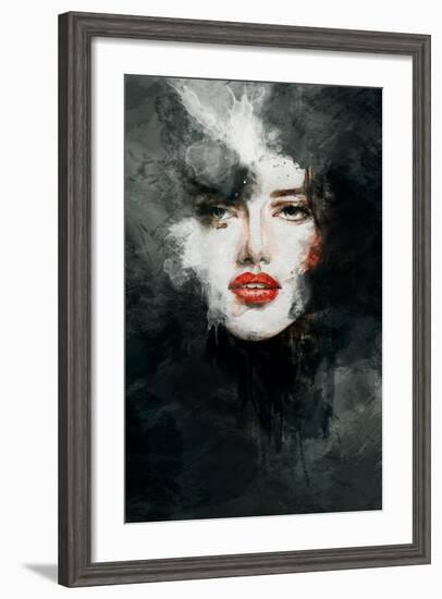 Woman Face. Hand Painted Fashion Illustration-Anna Ismagilova-Framed Art Print