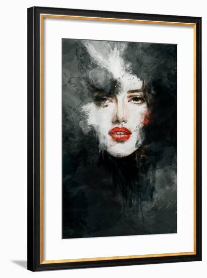 Woman Face. Hand Painted Fashion Illustration-Anna Ismagilova-Framed Art Print