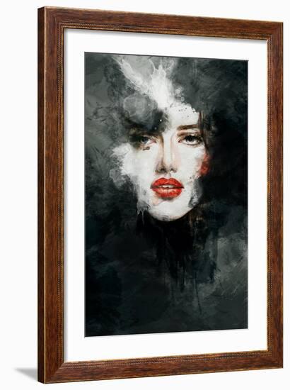 Woman Face. Hand Painted Fashion Illustration-Anna Ismagilova-Framed Art Print