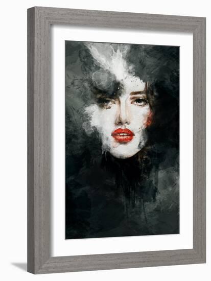 Woman Face. Hand Painted Fashion Illustration-Anna Ismagilova-Framed Art Print