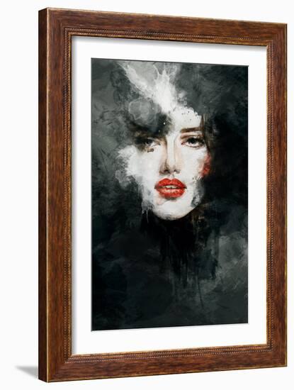 Woman Face. Hand Painted Fashion Illustration-Anna Ismagilova-Framed Art Print