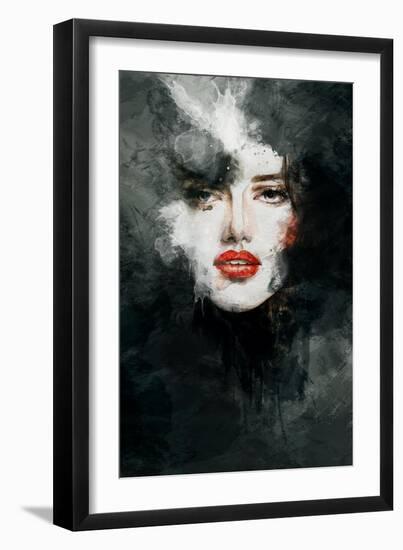 Woman Face. Hand Painted Fashion Illustration-Anna Ismagilova-Framed Art Print