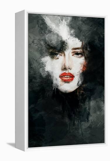 Woman Face. Hand Painted Fashion Illustration-Anna Ismagilova-Framed Stretched Canvas