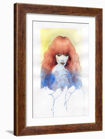 Woman Face. Hand Painted Fashion Illustration-Anna Ismagilova-Framed Art Print