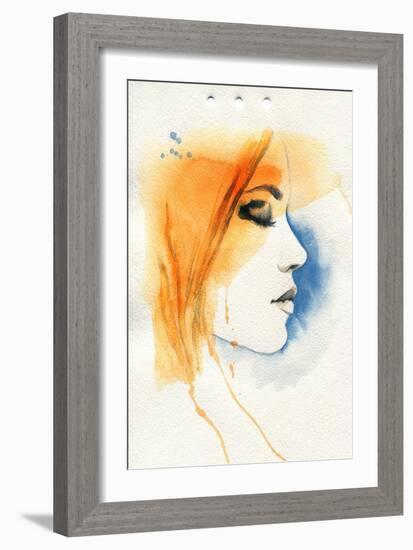 Woman Face. Hand Painted Fashion Illustration-Anna Ismagilova-Framed Art Print