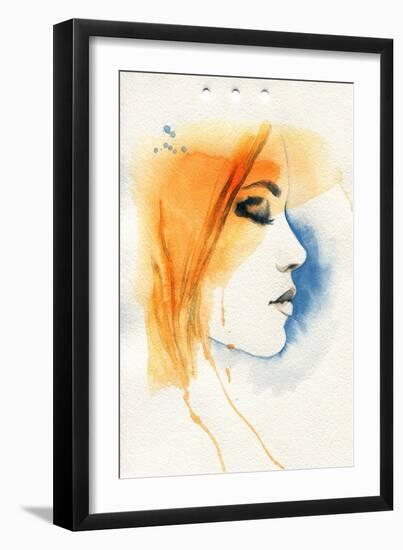 Woman Face. Hand Painted Fashion Illustration-Anna Ismagilova-Framed Art Print