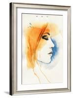 Woman Face. Hand Painted Fashion Illustration-Anna Ismagilova-Framed Art Print