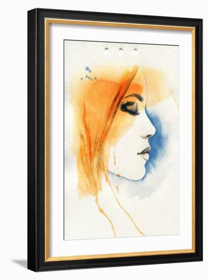 Woman Face. Hand Painted Fashion Illustration-Anna Ismagilova-Framed Art Print