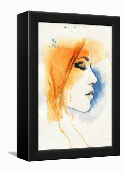 Woman Face. Hand Painted Fashion Illustration-Anna Ismagilova-Framed Stretched Canvas