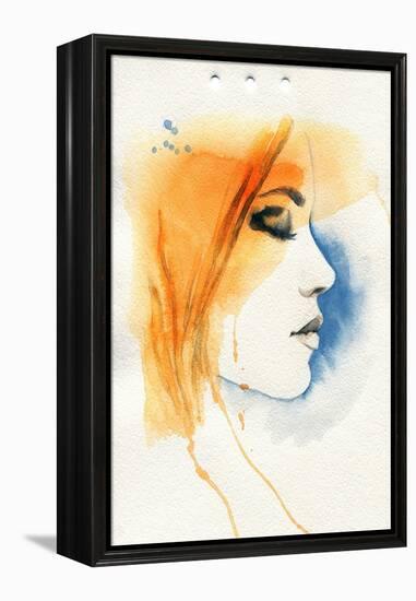 Woman Face. Hand Painted Fashion Illustration-Anna Ismagilova-Framed Stretched Canvas