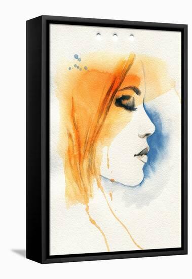 Woman Face. Hand Painted Fashion Illustration-Anna Ismagilova-Framed Stretched Canvas