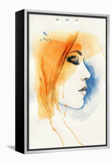 Woman Face. Hand Painted Fashion Illustration-Anna Ismagilova-Framed Stretched Canvas