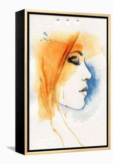 Woman Face. Hand Painted Fashion Illustration-Anna Ismagilova-Framed Stretched Canvas