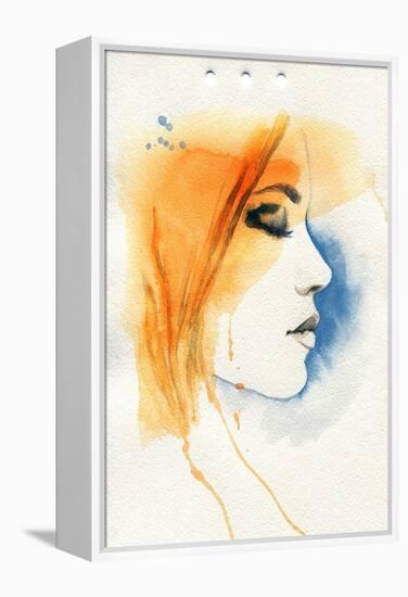 Woman Face. Hand Painted Fashion Illustration-Anna Ismagilova-Framed Stretched Canvas