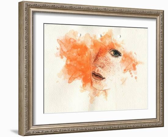 Woman Face. Hand Painted Fashion Illustration-Anna Ismagilova-Framed Art Print