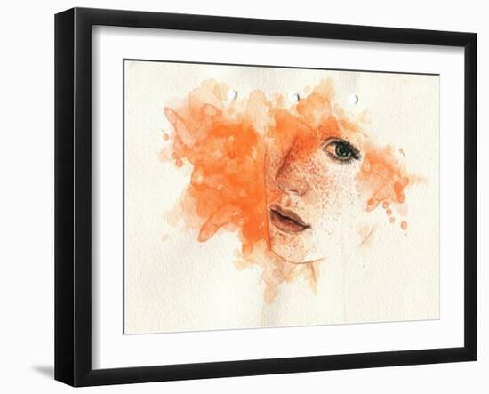 Woman Face. Hand Painted Fashion Illustration-Anna Ismagilova-Framed Art Print