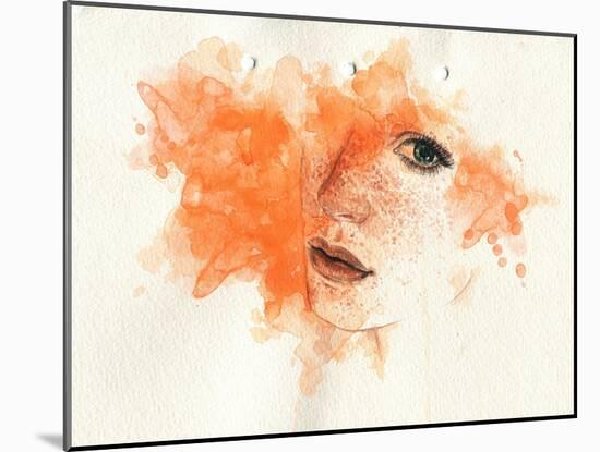 Woman Face. Hand Painted Fashion Illustration-Anna Ismagilova-Mounted Art Print