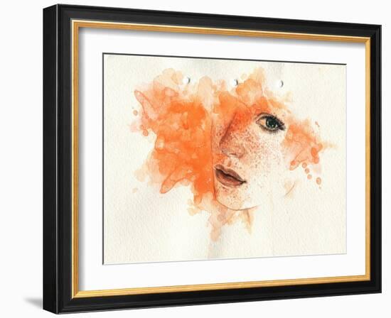 Woman Face. Hand Painted Fashion Illustration-Anna Ismagilova-Framed Art Print