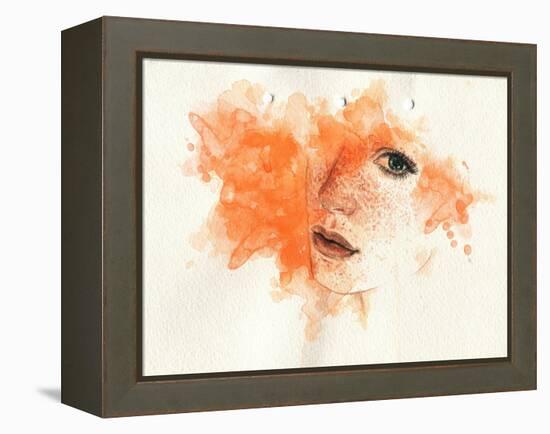 Woman Face. Hand Painted Fashion Illustration-Anna Ismagilova-Framed Stretched Canvas