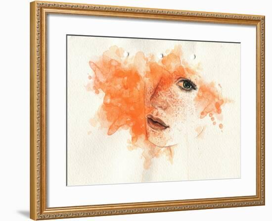 Woman Face. Hand Painted Fashion Illustration-Anna Ismagilova-Framed Art Print