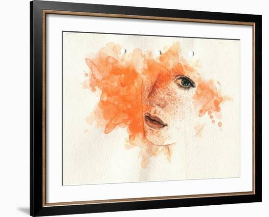 Woman Face. Hand Painted Fashion Illustration-Anna Ismagilova-Framed Art Print