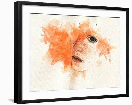 Woman Face. Hand Painted Fashion Illustration-Anna Ismagilova-Framed Art Print