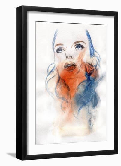 Woman Face. Hand Painted Fashion Illustration-Anna Ismagilova-Framed Art Print