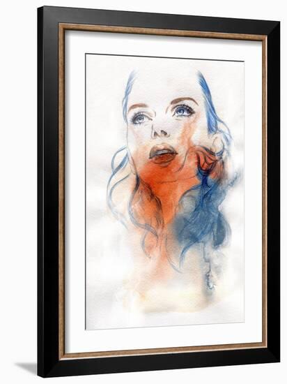 Woman Face. Hand Painted Fashion Illustration-Anna Ismagilova-Framed Art Print