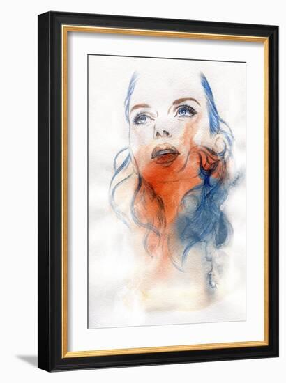 Woman Face. Hand Painted Fashion Illustration-Anna Ismagilova-Framed Art Print